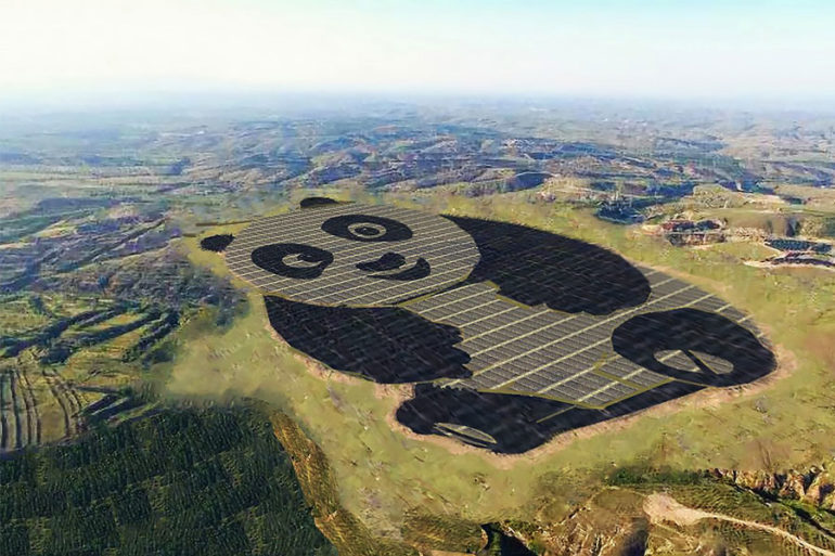 China ganha estação de energia solar em forma de panda